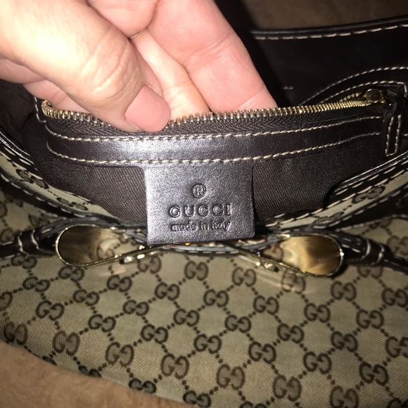 ♥️💖♥️Authentic GUCCI hobo bag . Brown Leather and Canvas . - Picture 5 of 17